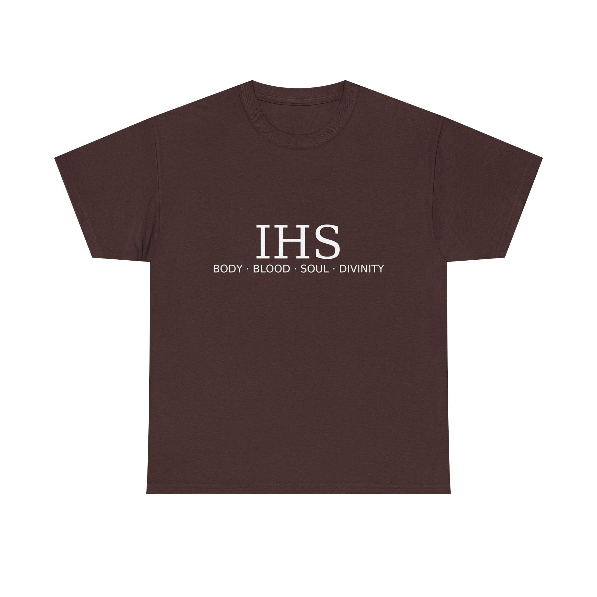 Unisex Tee with IHS Body Blood Soul Divinity Design