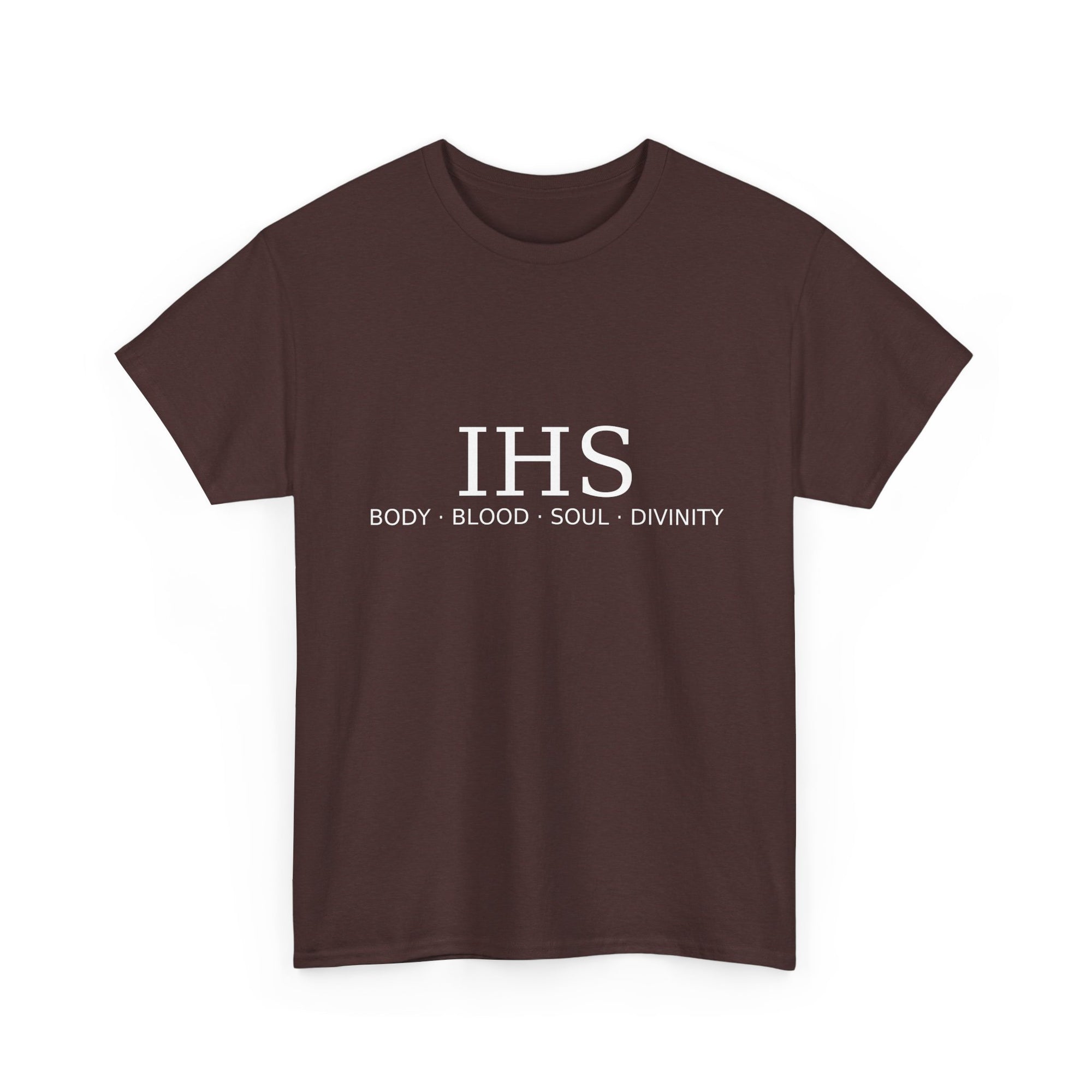 Unisex Tee with IHS Body Blood Soul Divinity Design