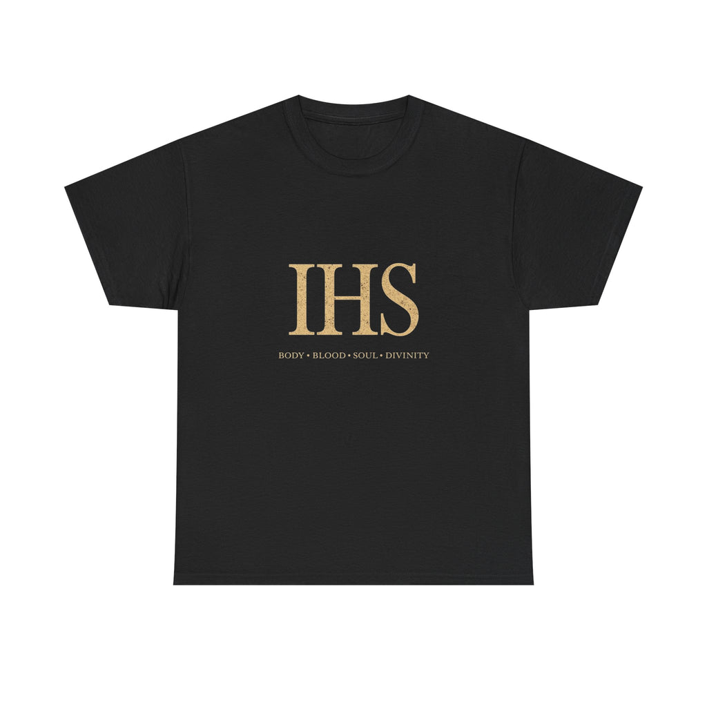Unisex Tee with IHS Body Blood Soul Divinity Design