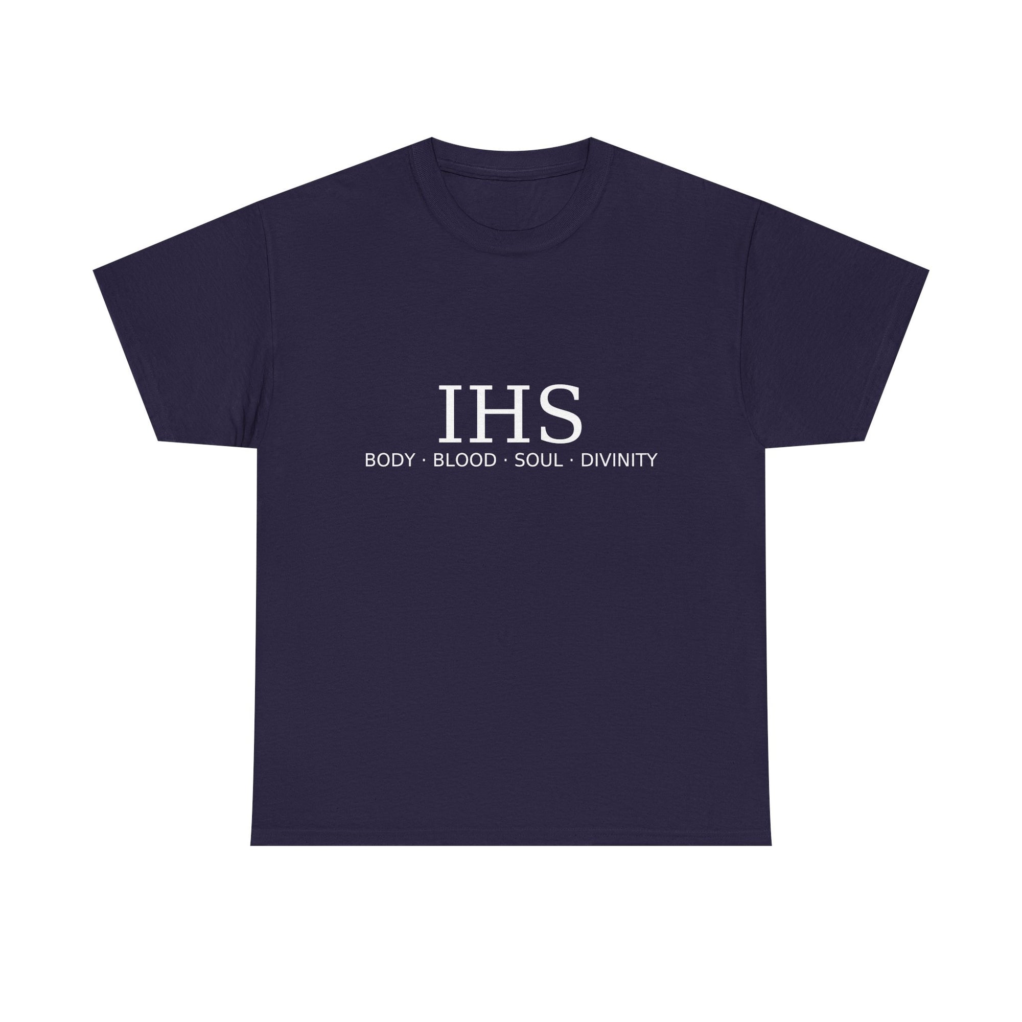 Unisex Tee with IHS Body Blood Soul Divinity Design
