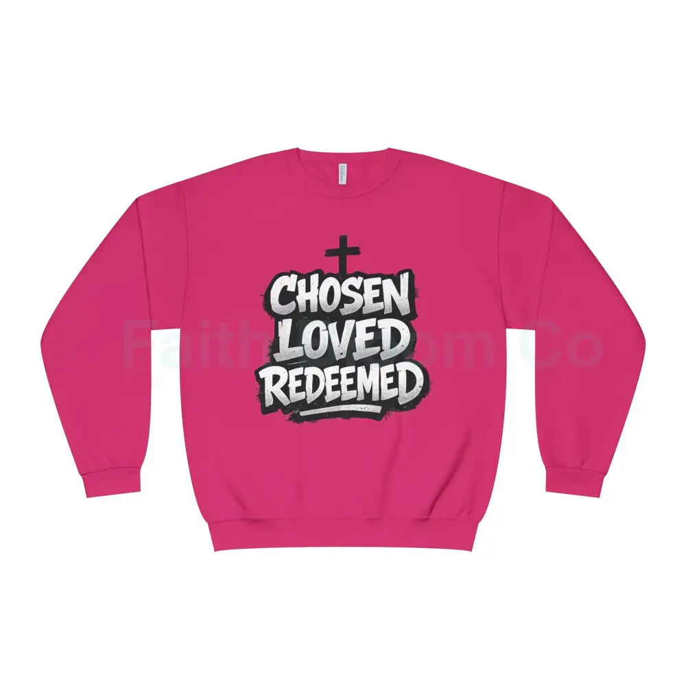 Chosen Loved Redeemed Crewneck Sweatshirt — Graffiti Streetwear Cyber Pink / S Sweatshirt