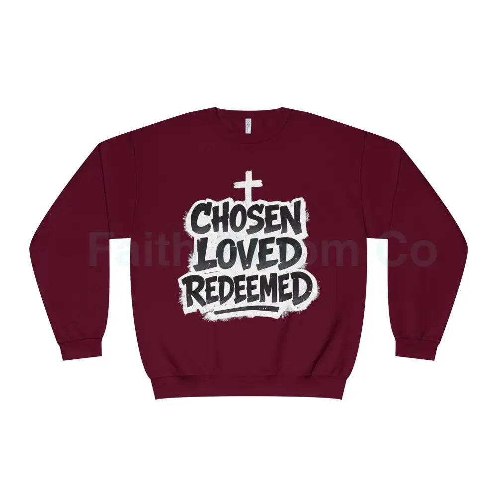 Chosen Loved Redeemed Crewneck Sweatshirt — Graffiti Streetwear Maroon / S Sweatshirt