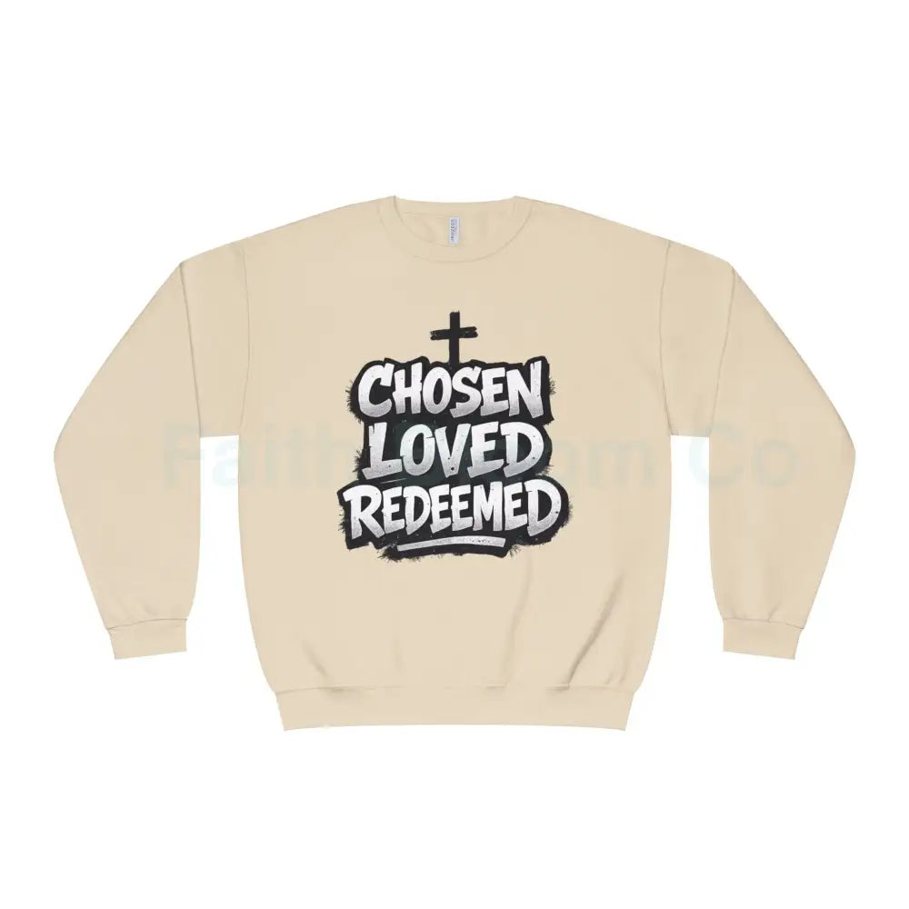 Chosen Loved Redeemed Crewneck Sweatshirt — Graffiti Streetwear Sandstone / S Sweatshirt