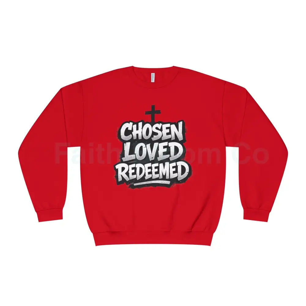 Chosen Loved Redeemed Crewneck Sweatshirt — Graffiti Streetwear True Red / S Sweatshirt