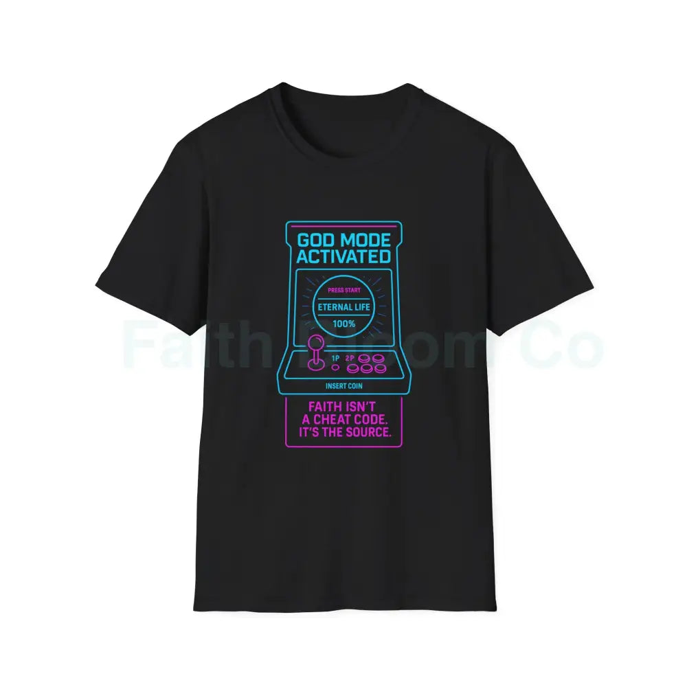 Christ-Centered Gamer T-Shirt - God Mode Activated Unisex Tee for Faith-Based Gamers XS / Black T-Shirt