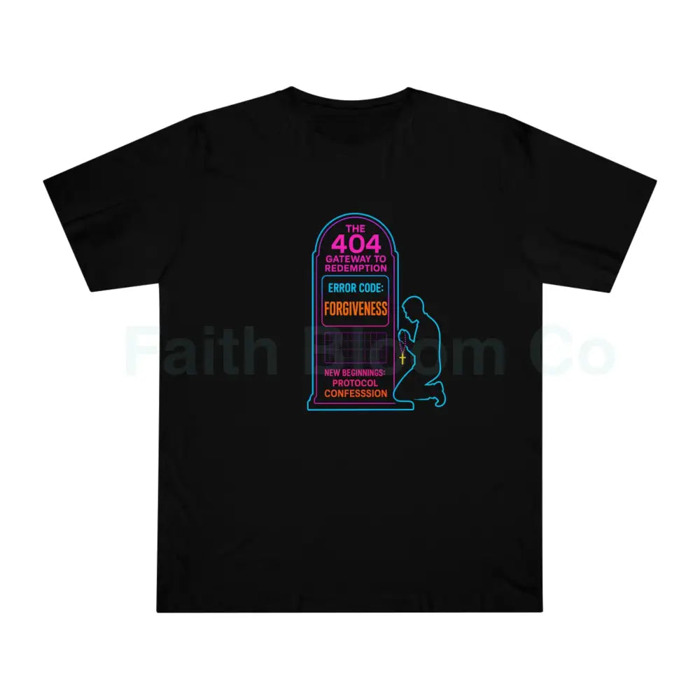 Confession Booth Deluxe T-shirt - The 404 Gateway to Redemption Design Black / XS T-Shirt