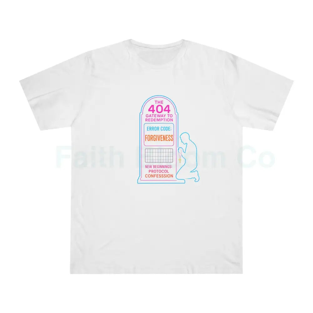 Confession Booth Deluxe T-shirt - The 404 Gateway to Redemption Design White / XS T-Shirt