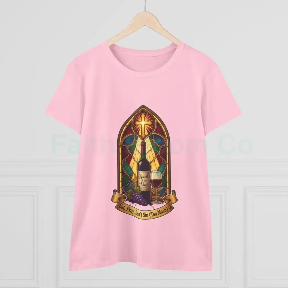 Eat Pray Don’t Sin (Too Much!) Catholic Tee — Spirit of the Vine Stained-Glass Wine T-Shirt T-Shirt