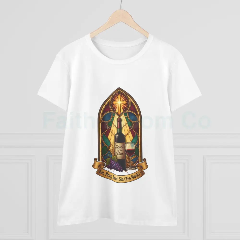 Eat Pray Don’t Sin (Too Much!) Catholic Tee — Spirit of the Vine Stained-Glass Wine T-Shirt T-Shirt