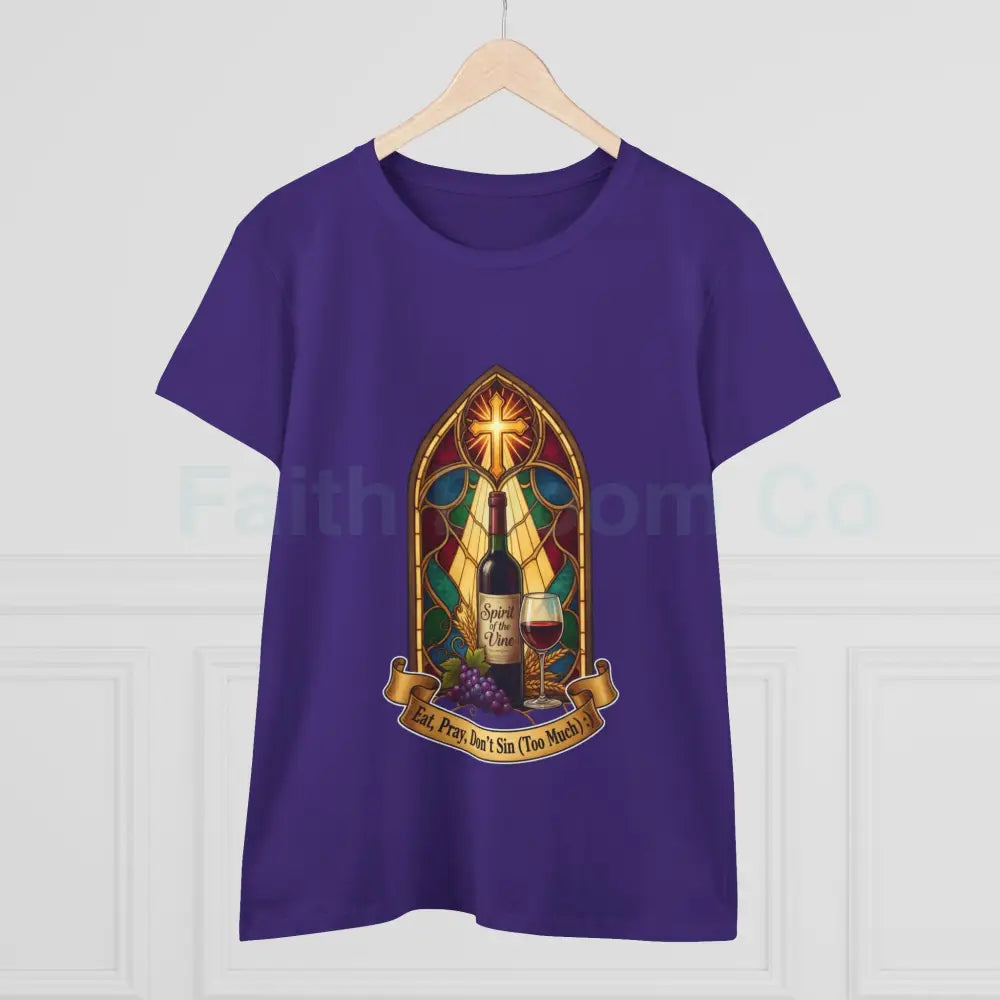 Eat Pray Don’t Sin (Too Much!) Catholic Tee — Spirit of the Vine Stained-Glass Wine T-Shirt T-Shirt