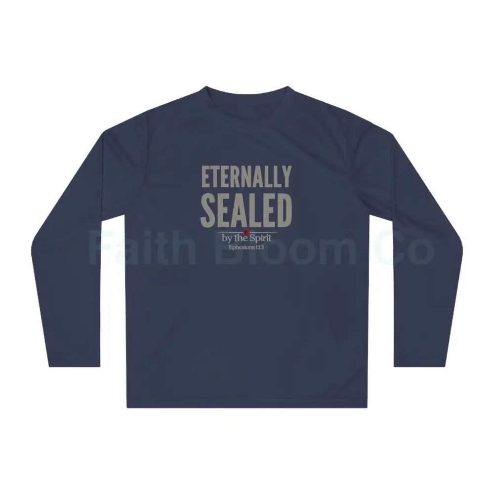 Eternally Sealed Long Sleeve Shirt — “by the Spirit” Scripture Design Sport Dark Navy / XS Long-sleeve