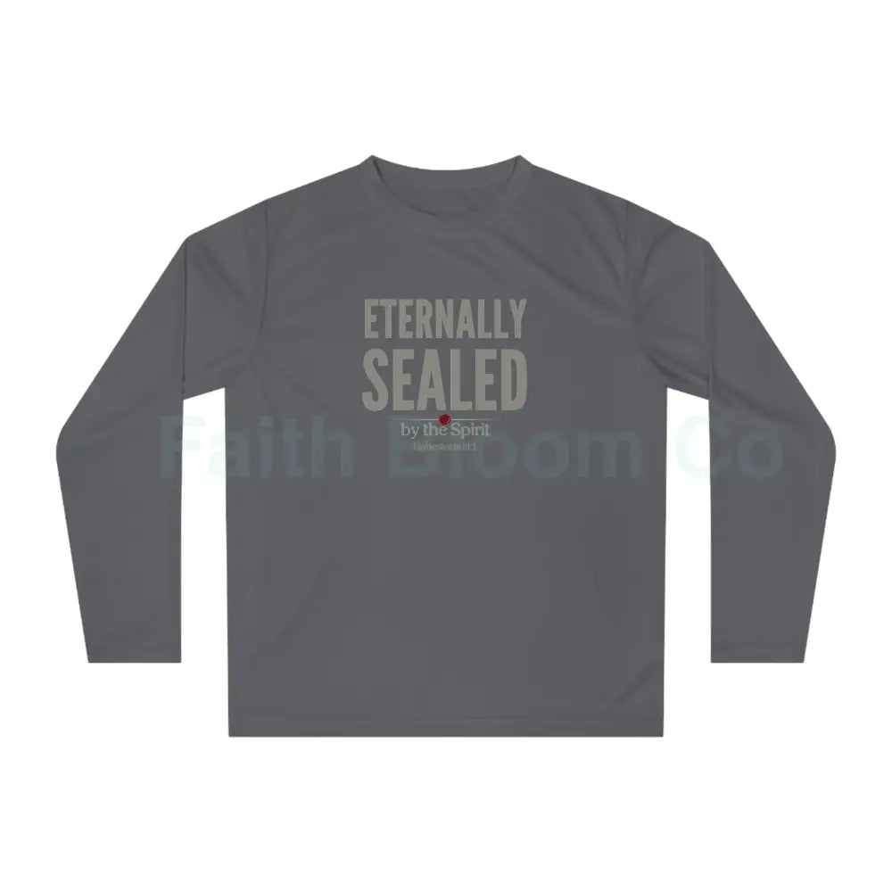 Eternally Sealed Long Sleeve Shirt — “by the Spirit” Scripture Design Sport Graphite / XS Long-sleeve
