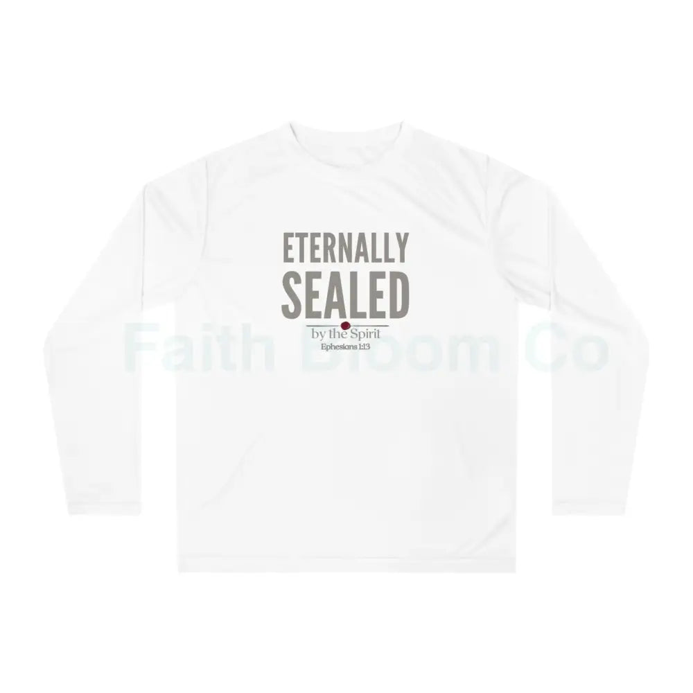 Eternally Sealed Long Sleeve Shirt — “by the Spirit” Scripture Design White / XS Long-sleeve