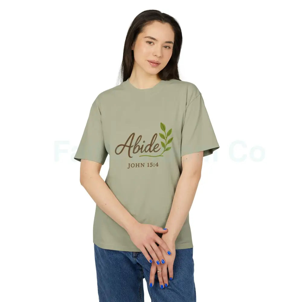 Faith-Inspired Unisex Heavy Faded Tee - Abide Christian Shirt Inspirational Gift Casual Wear Everyday Fashion T-Shirt