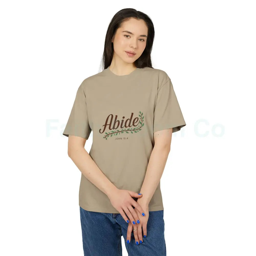 Faith-Inspired Unisex Heavy Faded Tee - Abide Christian Shirt Inspirational Gift Casual Wear Everyday Fashion T-Shirt
