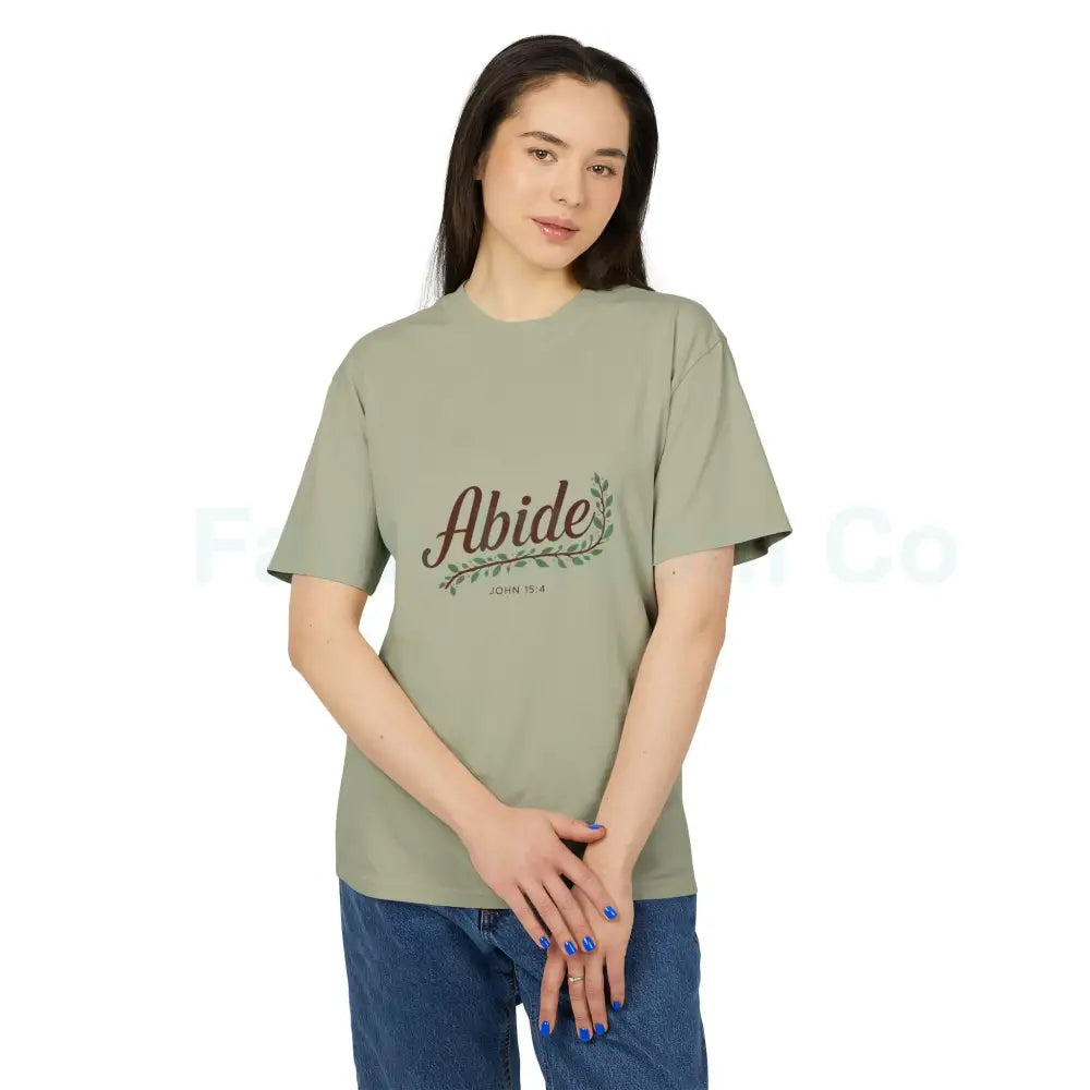 Faith-Inspired Unisex Heavy Faded Tee - Abide Christian Shirt Inspirational Gift Casual Wear Everyday Fashion T-Shirt
