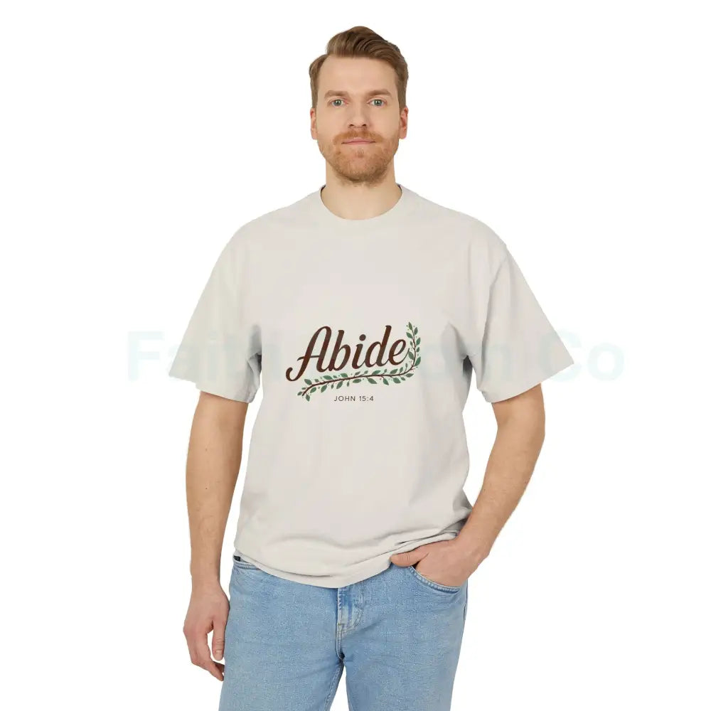 Faith-Inspired Unisex Heavy Faded Tee - Abide Christian Shirt Inspirational Gift Casual Wear Everyday Fashion T-Shirt