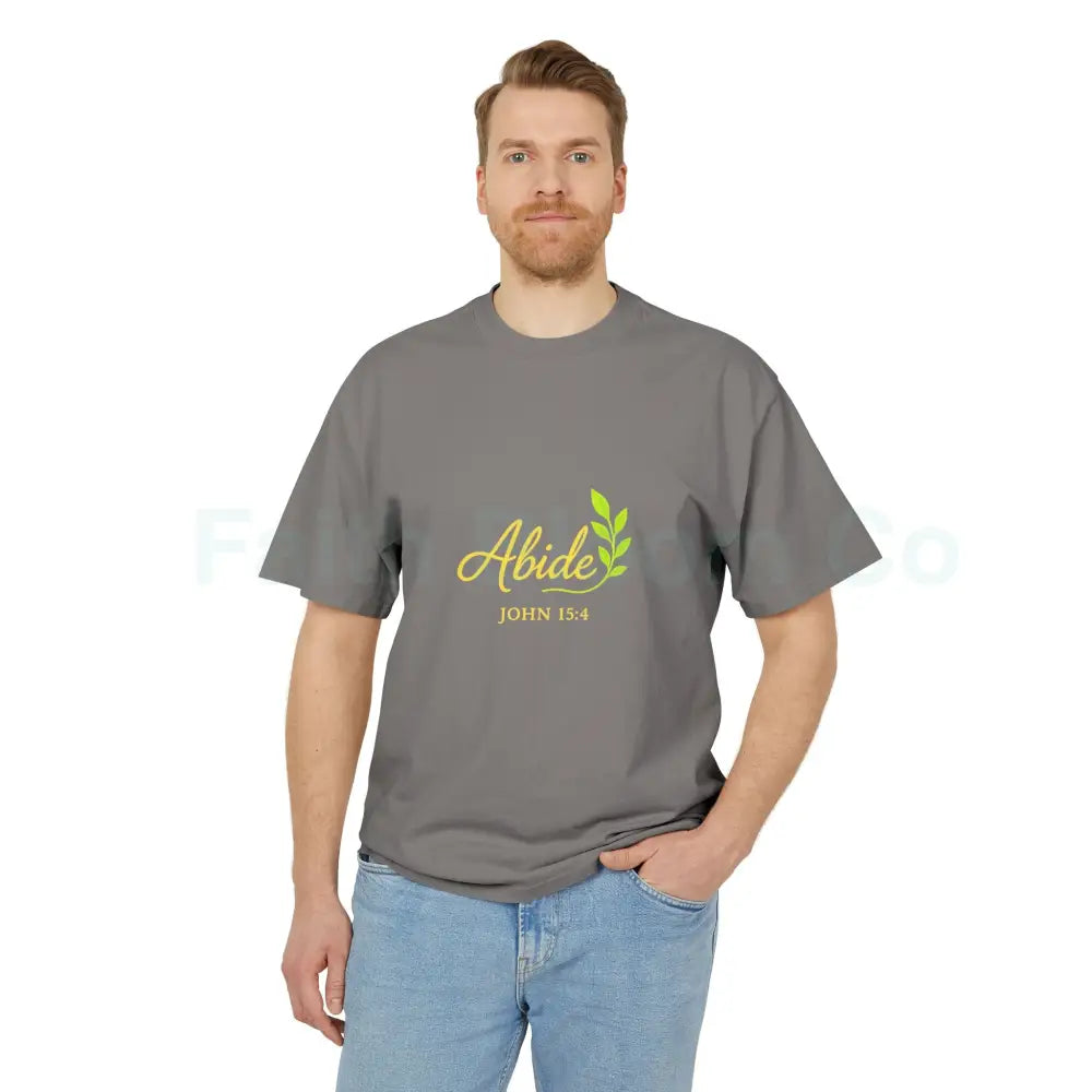 Faith-Inspired Unisex Heavy Faded Tee - Abide Christian Shirt Inspirational Gift Casual Wear Everyday Fashion T-Shirt