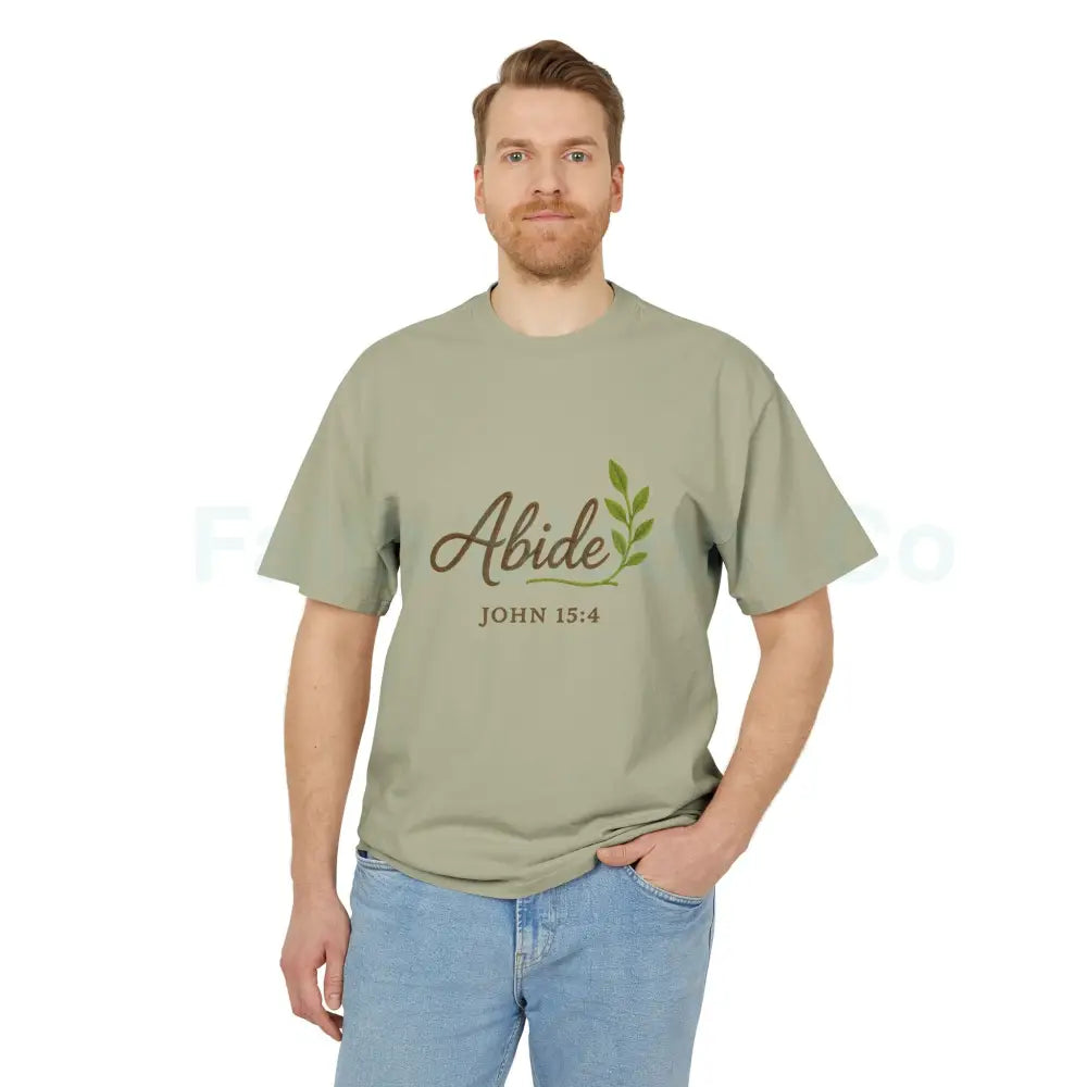 Faith-Inspired Unisex Heavy Faded Tee - Abide Christian Shirt Inspirational Gift Casual Wear Everyday Fashion T-Shirt