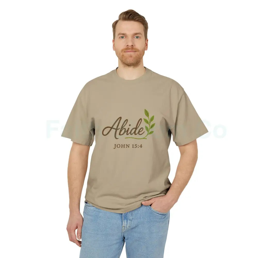 Faith-Inspired Unisex Heavy Faded Tee - Abide Christian Shirt Inspirational Gift Casual Wear Everyday Fashion T-Shirt
