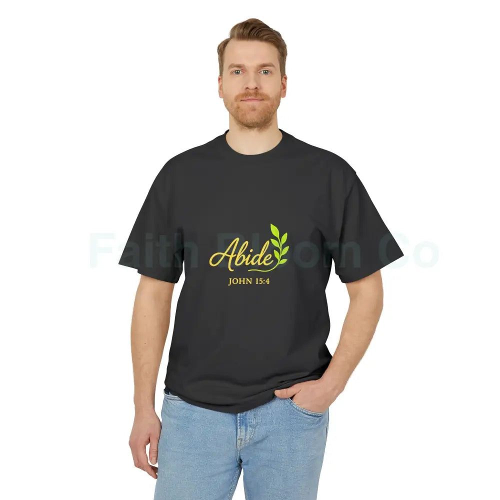 Faith-Inspired Unisex Heavy Faded Tee - Abide Christian Shirt Inspirational Gift Casual Wear Everyday Fashion T-Shirt
