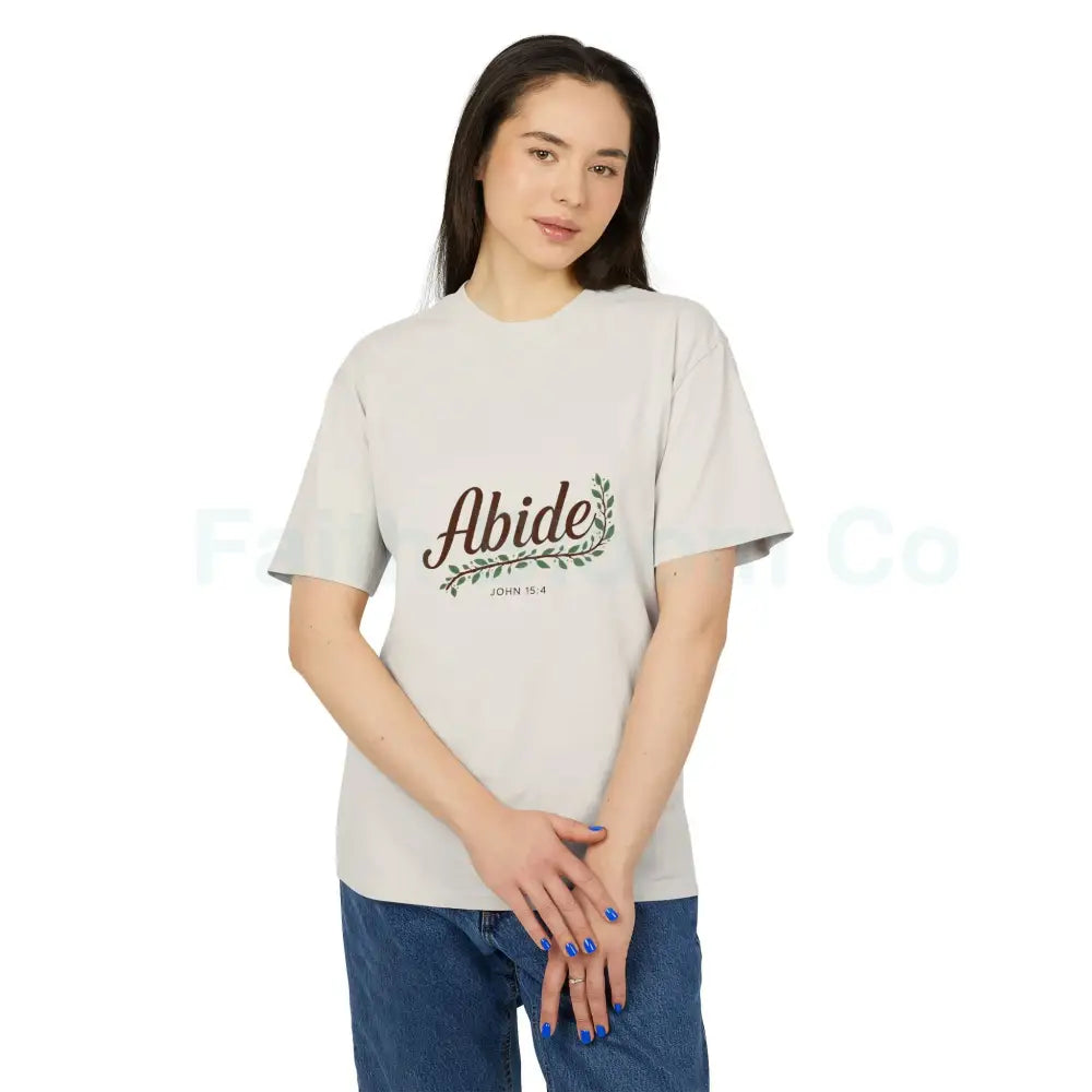 Faith-Inspired Unisex Heavy Faded Tee - Abide Christian Shirt Inspirational Gift Casual Wear Everyday Fashion T-Shirt