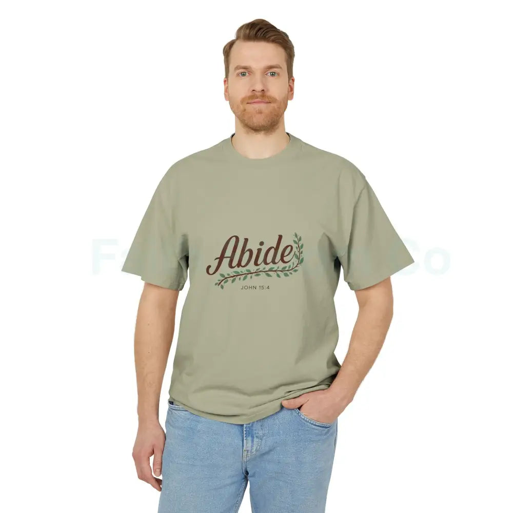 Faith-Inspired Unisex Heavy Faded Tee - Abide Christian Shirt Inspirational Gift Casual Wear Everyday Fashion T-Shirt