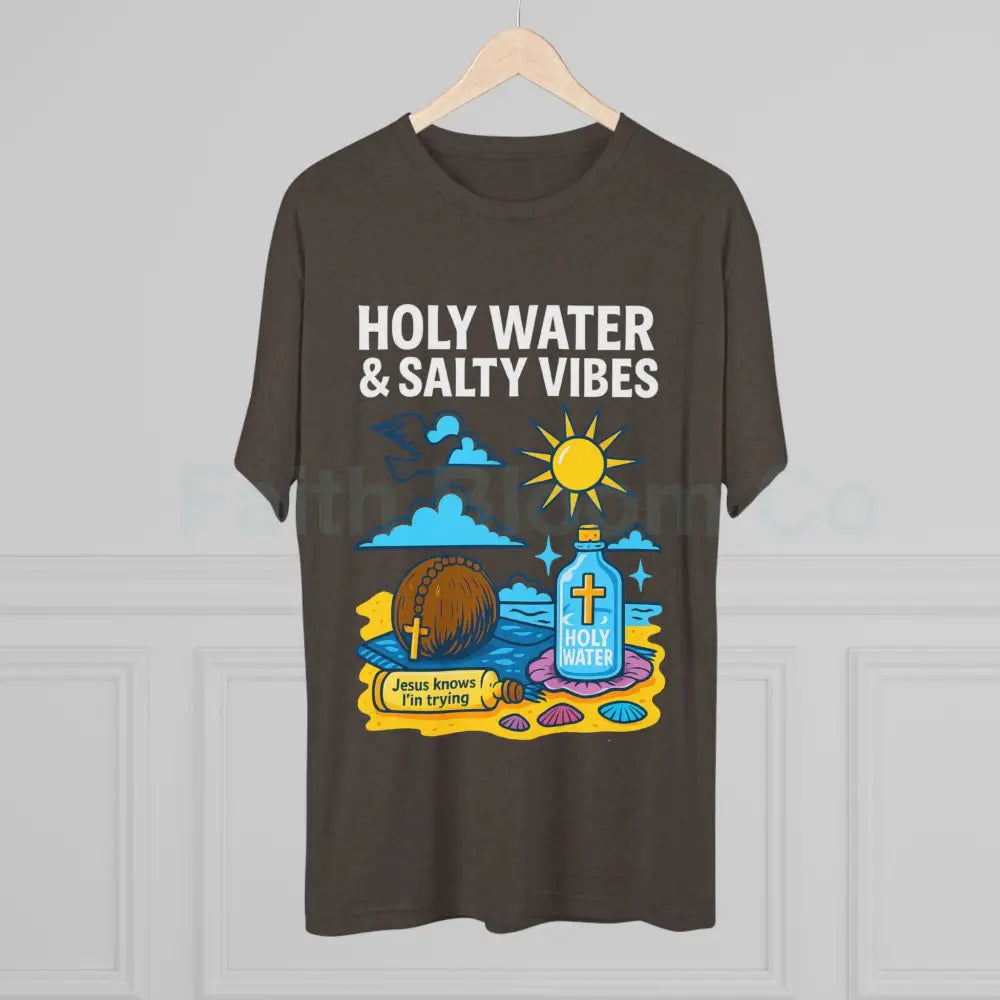 Funny Catholic Tee - Holy Water & Salty Vibes Perfect for Church Gifts Humor Religious Apparel Unisex Crew Tee T-Shirt