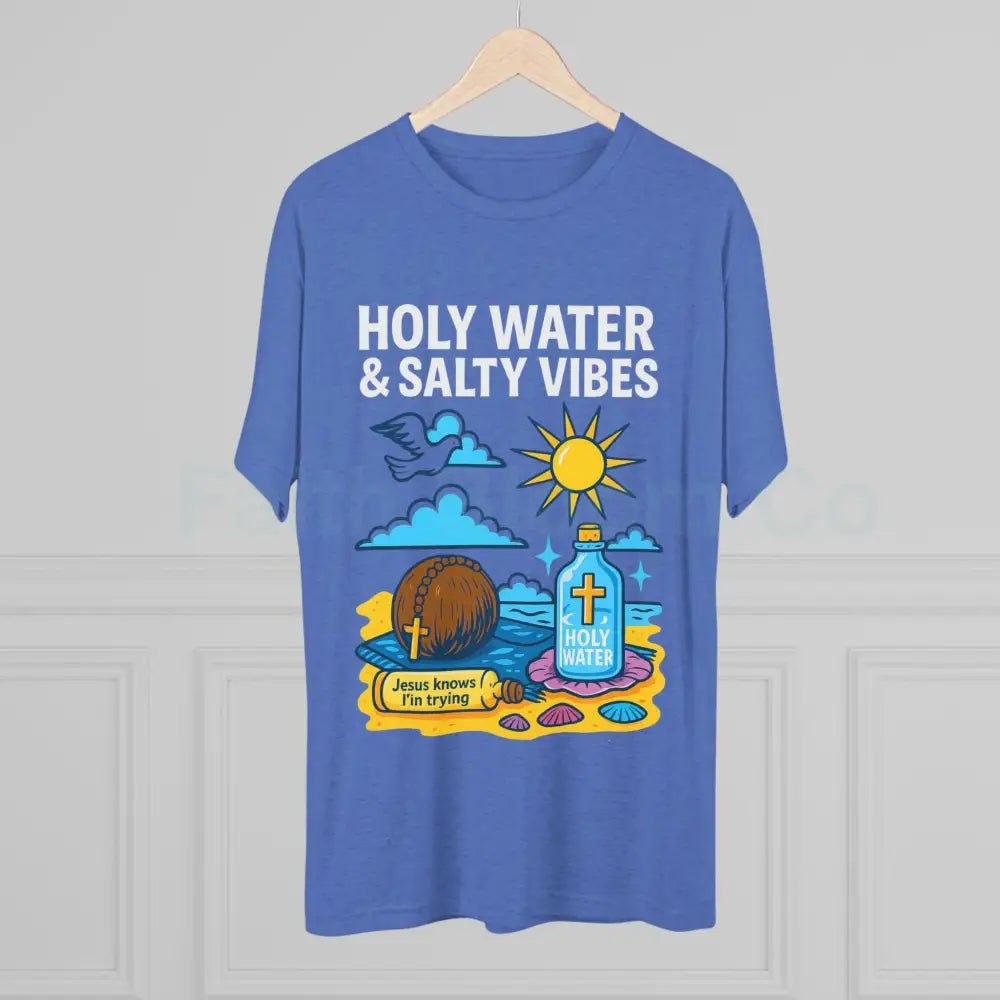 Funny Catholic Tee - Holy Water & Salty Vibes Perfect for Church Gifts Humor Religious Apparel Unisex Crew Tee T-Shirt