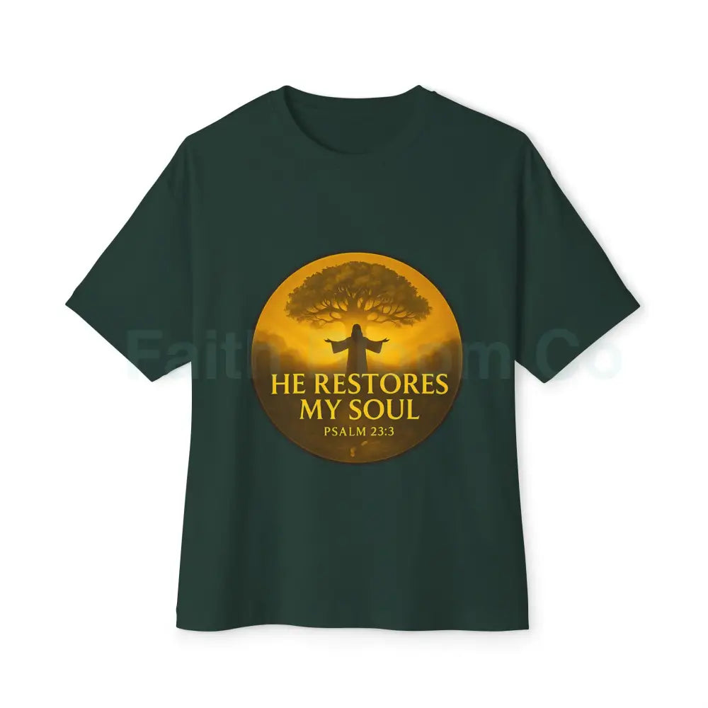’He Restores My Soul’ Tree of Life Tee - Psalm 23:3 Forest / XS T-Shirt