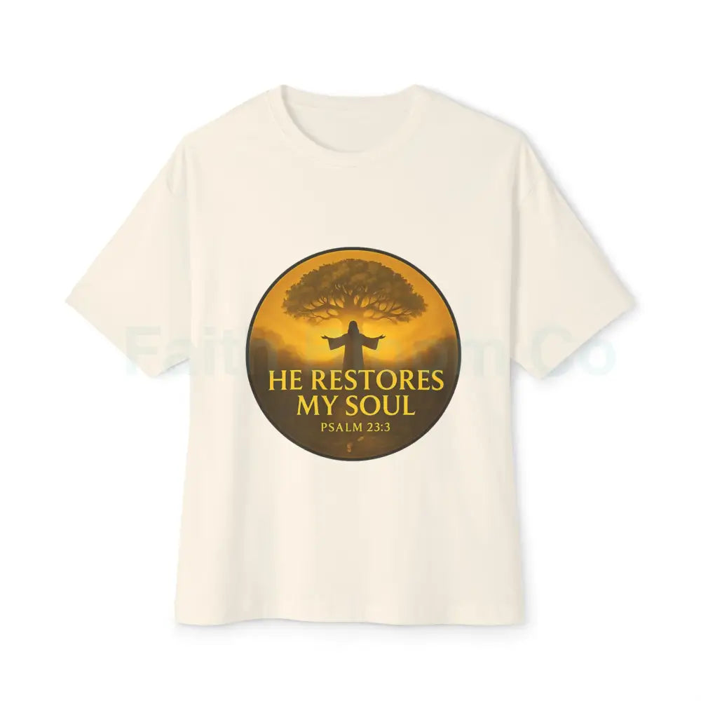 ’He Restores My Soul’ Tree of Life Tee - Psalm 23:3 Natural / XS T-Shirt