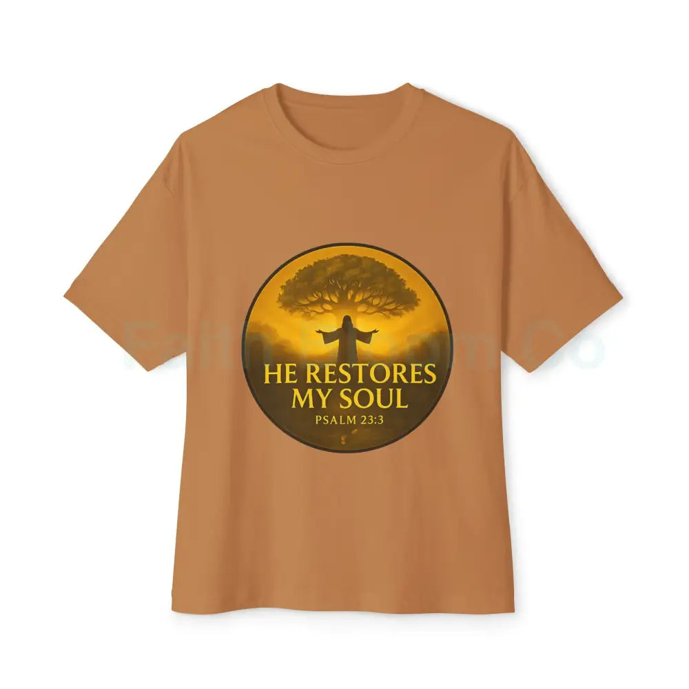 ’He Restores My Soul’ Tree of Life Tee - Psalm 23:3 Toast / XS T-Shirt
