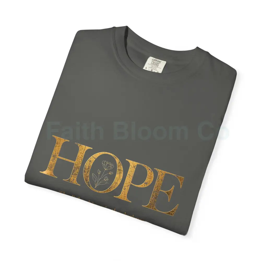Hope Christian T-Shirt — John 1:5 Gold Floral Bible Verse Tee T-Shirt