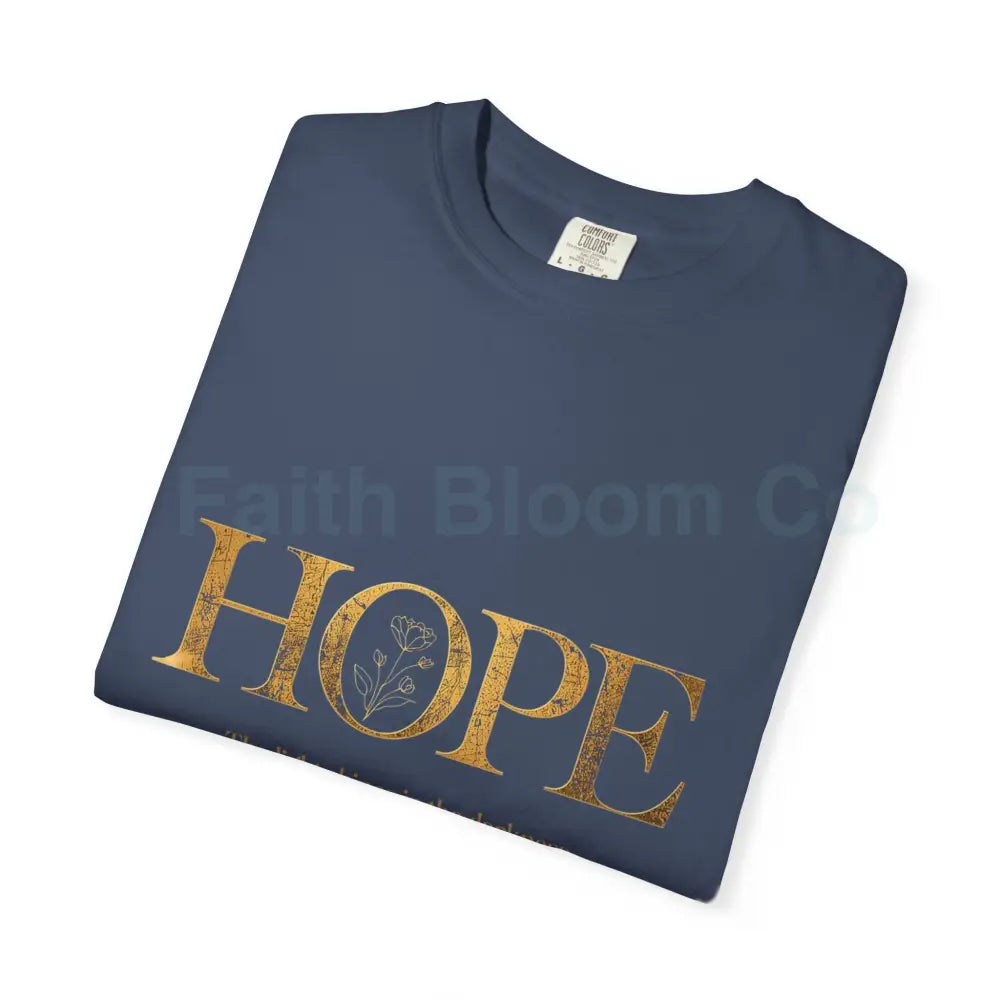 Hope Christian T-Shirt — John 1:5 Gold Floral Bible Verse Tee T-Shirt