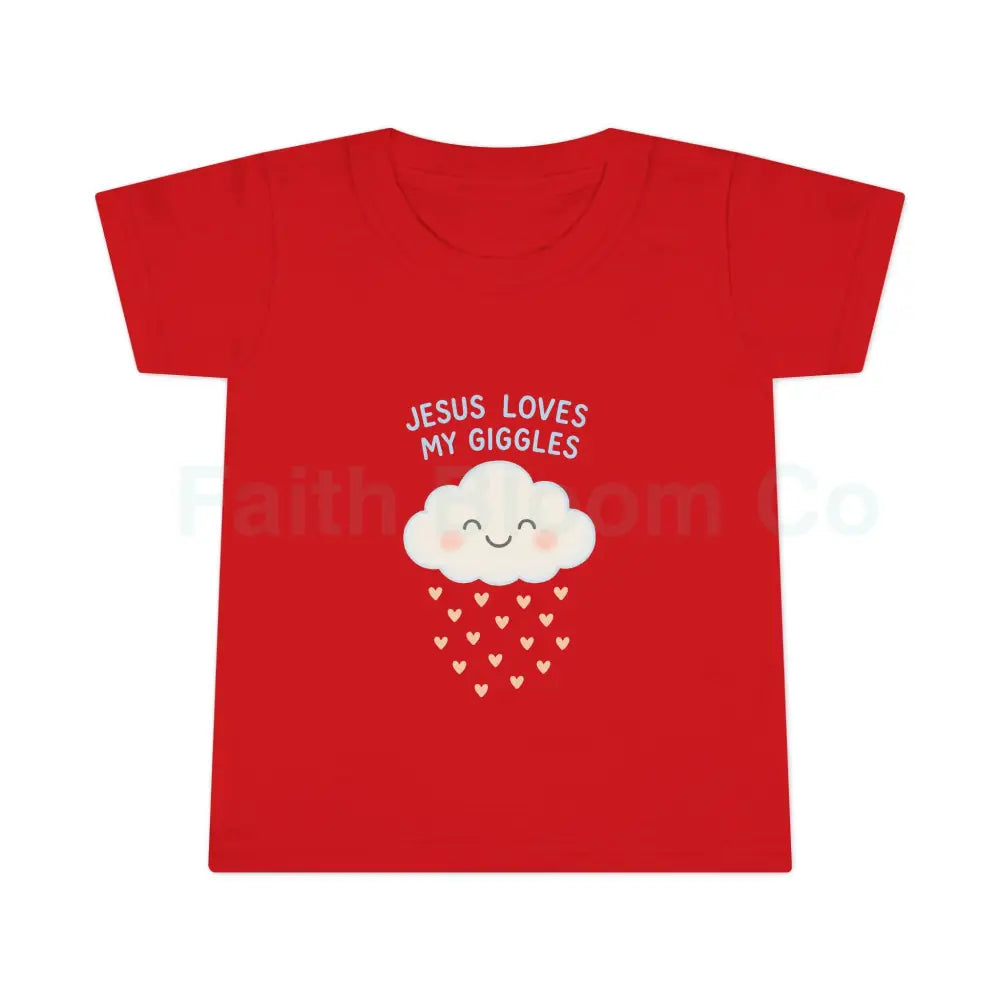 Jesus Loves My Giggles Toddler T-shirt Cute Kids Tee Baby Shower Gift Faith-Based Toddler Apparel Religious Baby