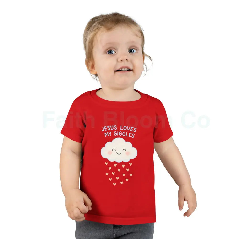 Jesus Loves My Giggles Toddler T-shirt Cute Kids Tee Baby Shower Gift Faith-Based Toddler Apparel Religious Baby
