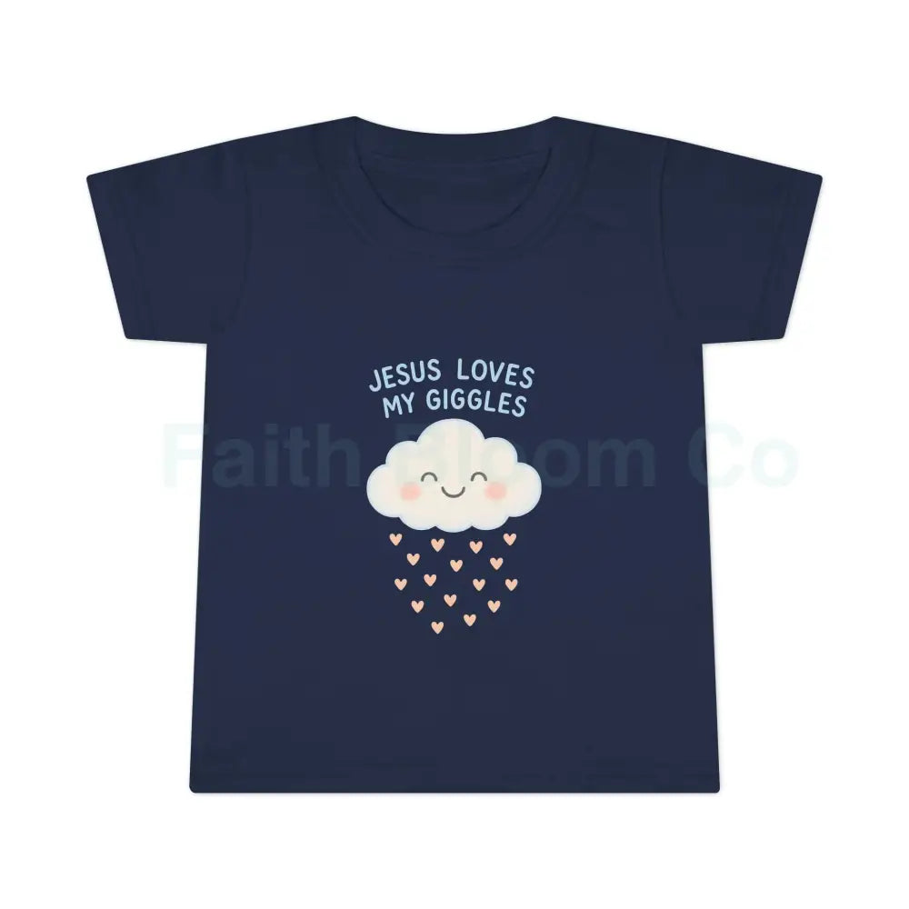 Jesus Loves My Giggles Toddler T-shirt Cute Kids Tee Baby Shower Gift Faith-Based Toddler Apparel Religious Baby