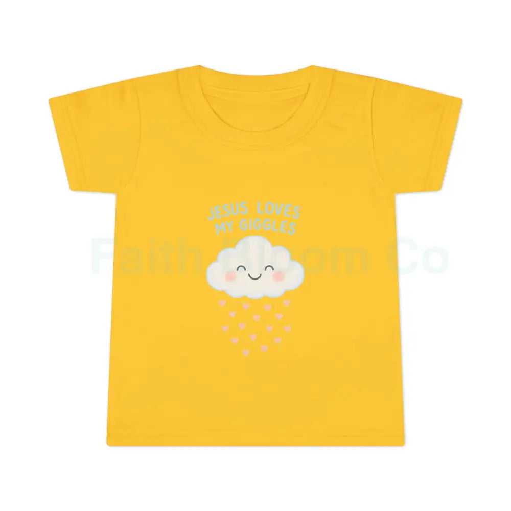 Jesus Loves My Giggles Toddler T-shirt Cute Kids Tee Baby Shower Gift Faith-Based Toddler Apparel Religious Baby