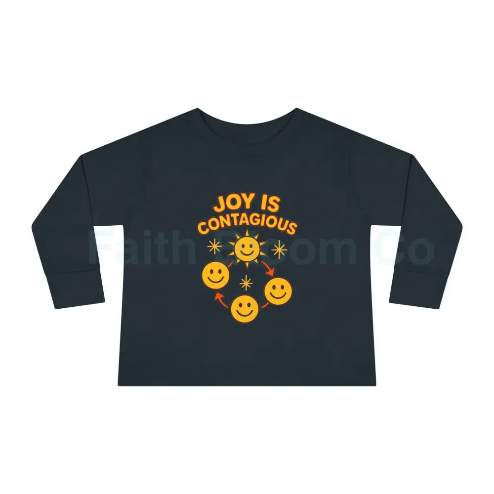Joyful Toddler Long Sleeve Tee - Perfect for Playdates Birthdays & Family Gatherings Joy Is Contagious Happy Kids Shirt