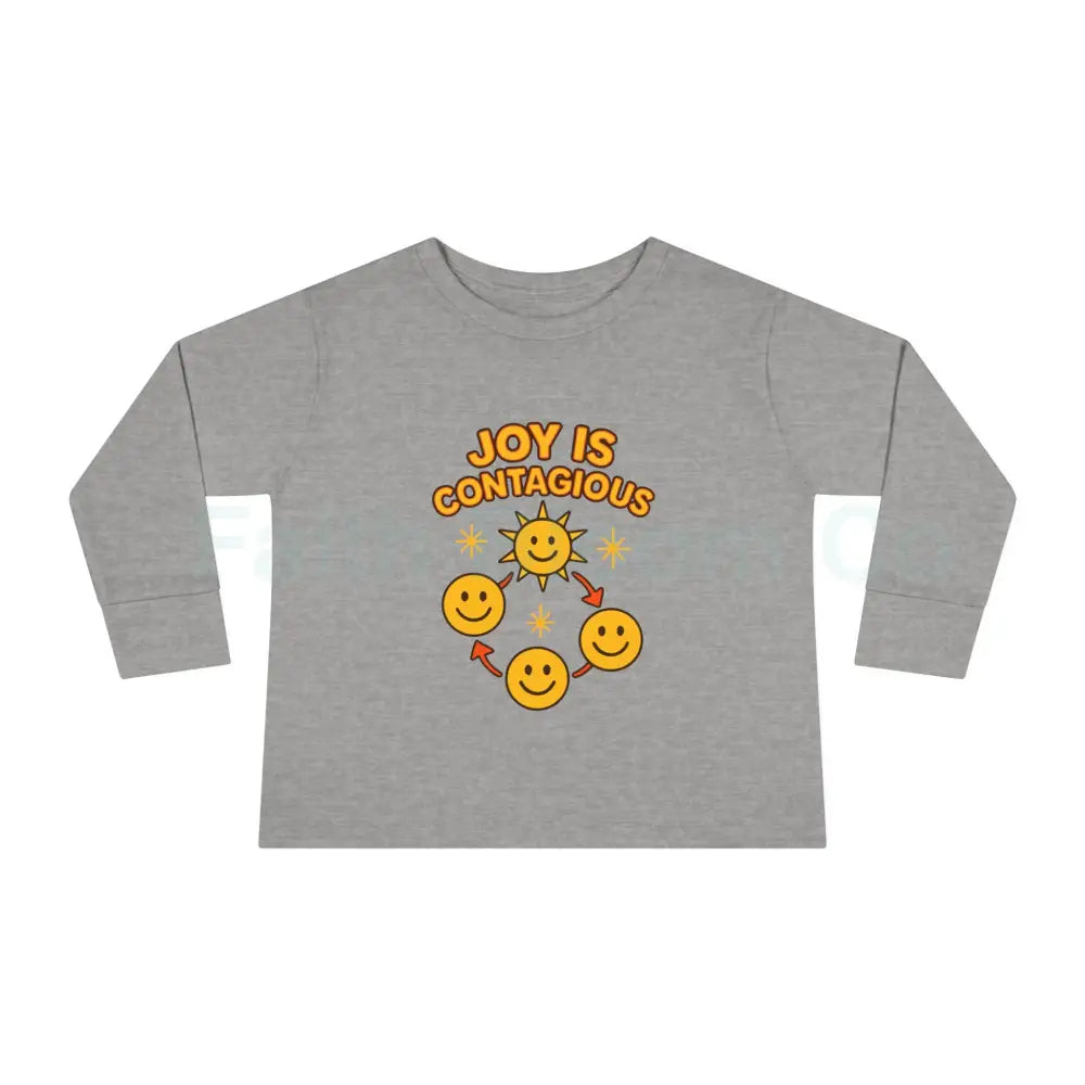 Joyful Toddler Long Sleeve Tee - Perfect for Playdates Birthdays & Family Gatherings Joy Is Contagious Happy Kids Shirt