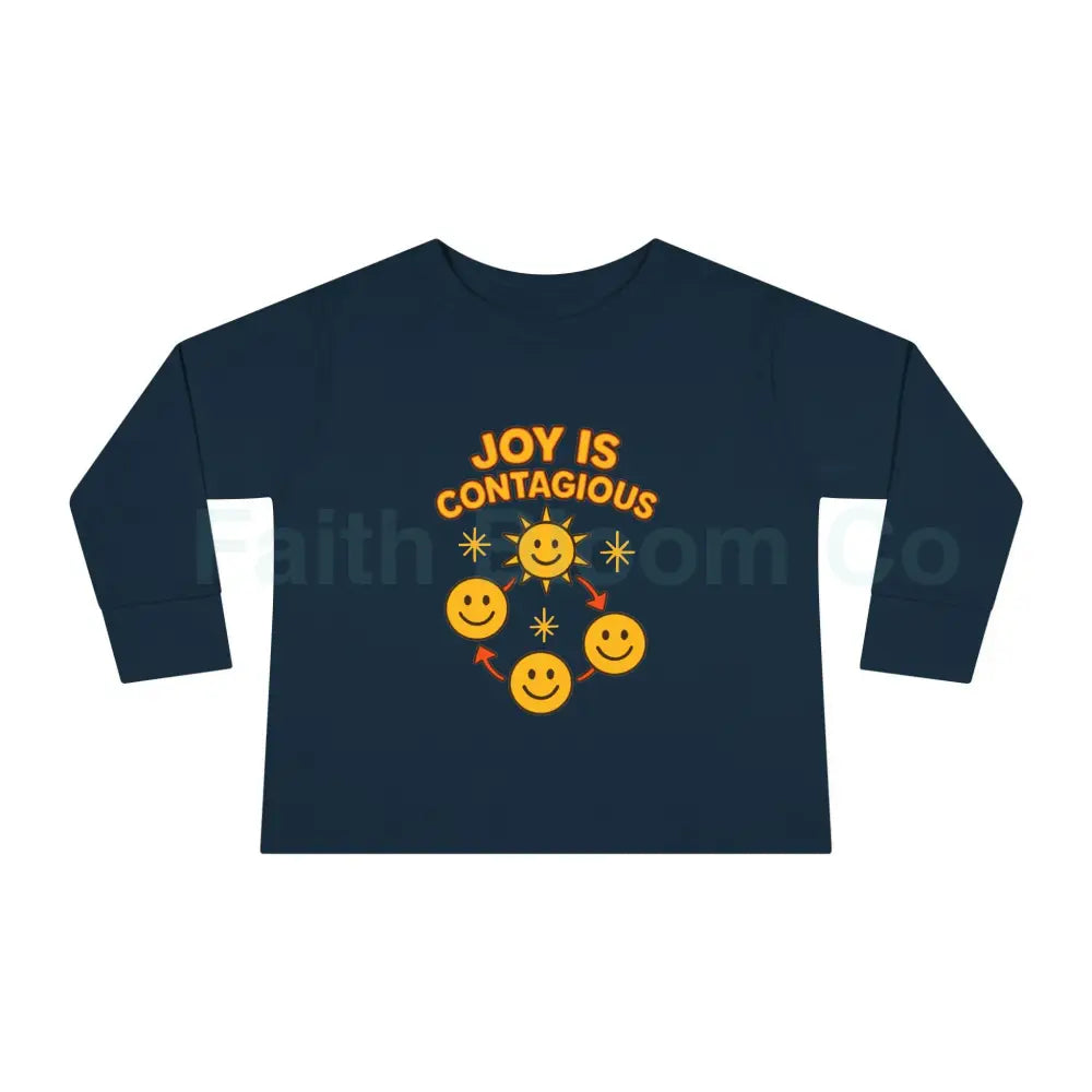 Joyful Toddler Long Sleeve Tee - Perfect for Playdates Birthdays & Family Gatherings Joy Is Contagious Happy Kids Shirt