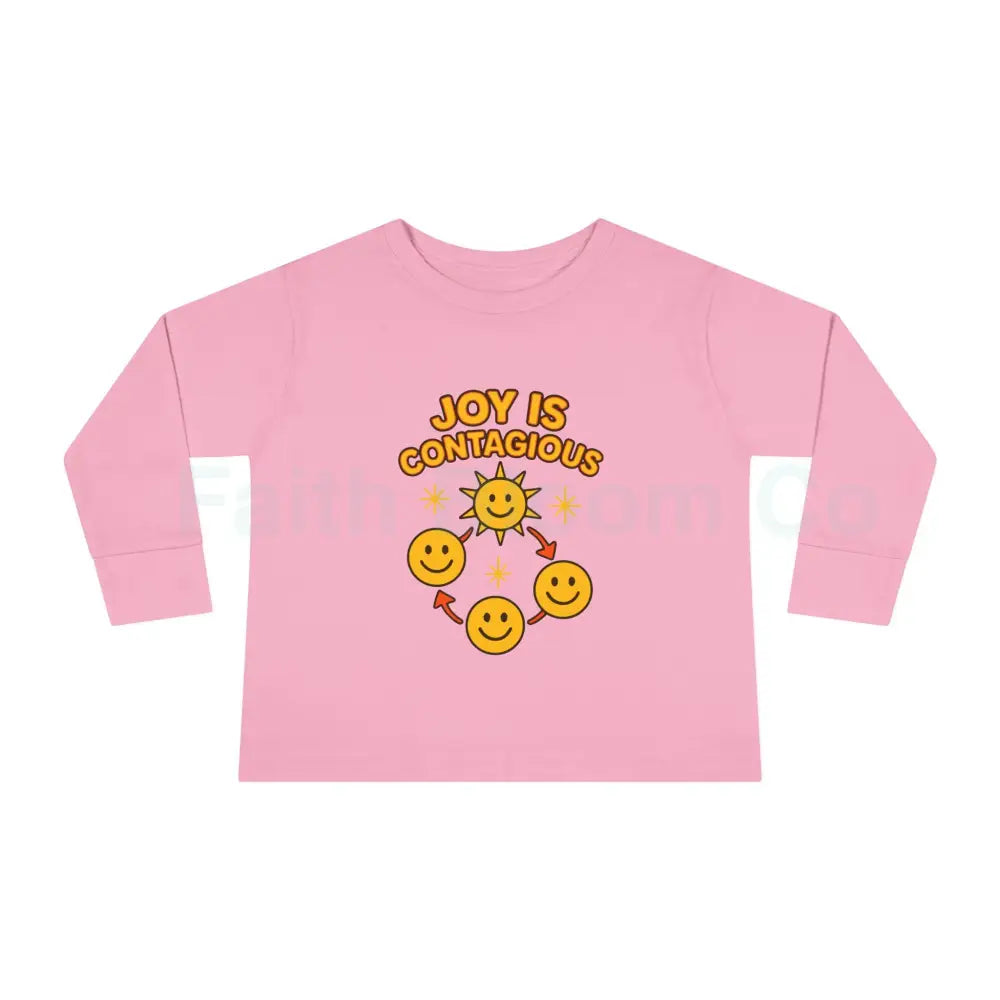 Joyful Toddler Long Sleeve Tee - Perfect for Playdates Birthdays & Family Gatherings Joy Is Contagious Happy Kids Shirt
