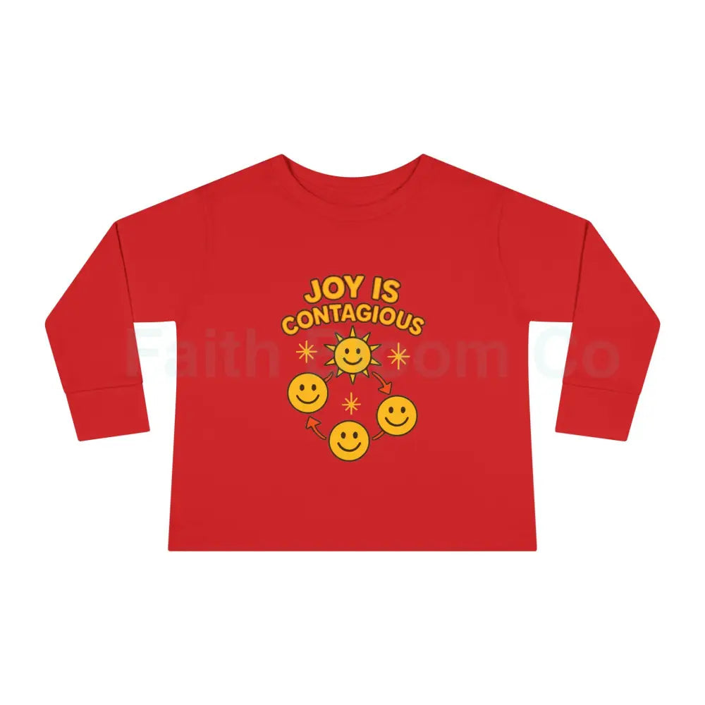 Joyful Toddler Long Sleeve Tee - Perfect for Playdates Birthdays & Family Gatherings Joy Is Contagious Happy Kids Shirt