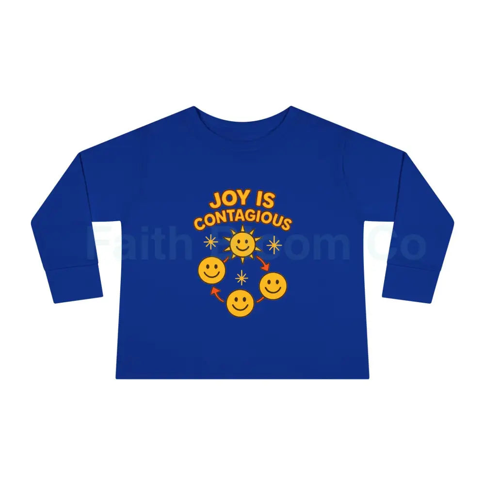 Joyful Toddler Long Sleeve Tee - Perfect for Playdates Birthdays & Family Gatherings Joy Is Contagious Happy Kids Shirt