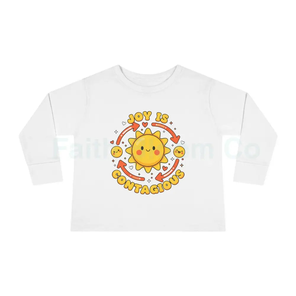 Joyful Toddler Long Sleeve Tee - Perfect for Playdates Birthdays & Family Gatherings Joy Is Contagious Happy Kids Shirt