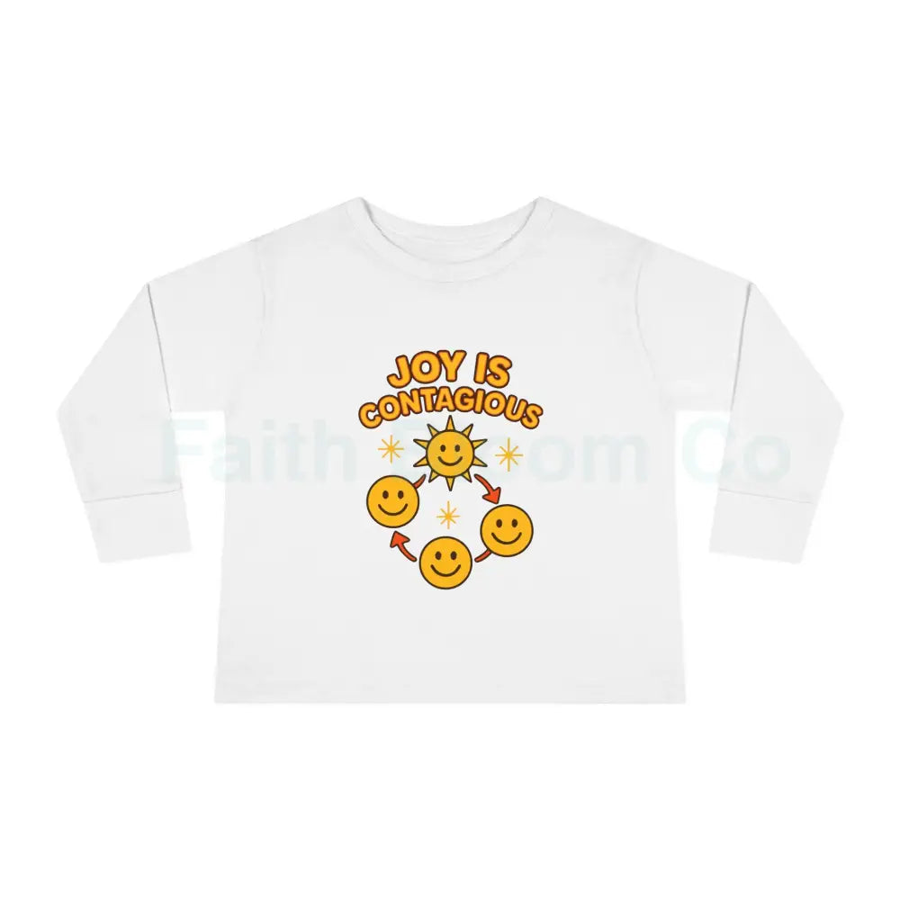 Joyful Toddler Long Sleeve Tee - Perfect for Playdates Birthdays & Family Gatherings Joy Is Contagious Happy Kids Shirt