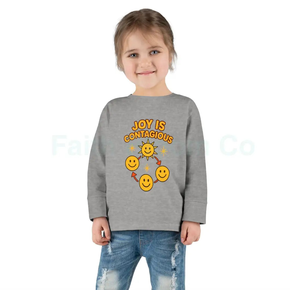 Joyful Toddler Long Sleeve Tee - Perfect for Playdates Birthdays & Family Gatherings Joy Is Contagious Happy Kids Shirt
