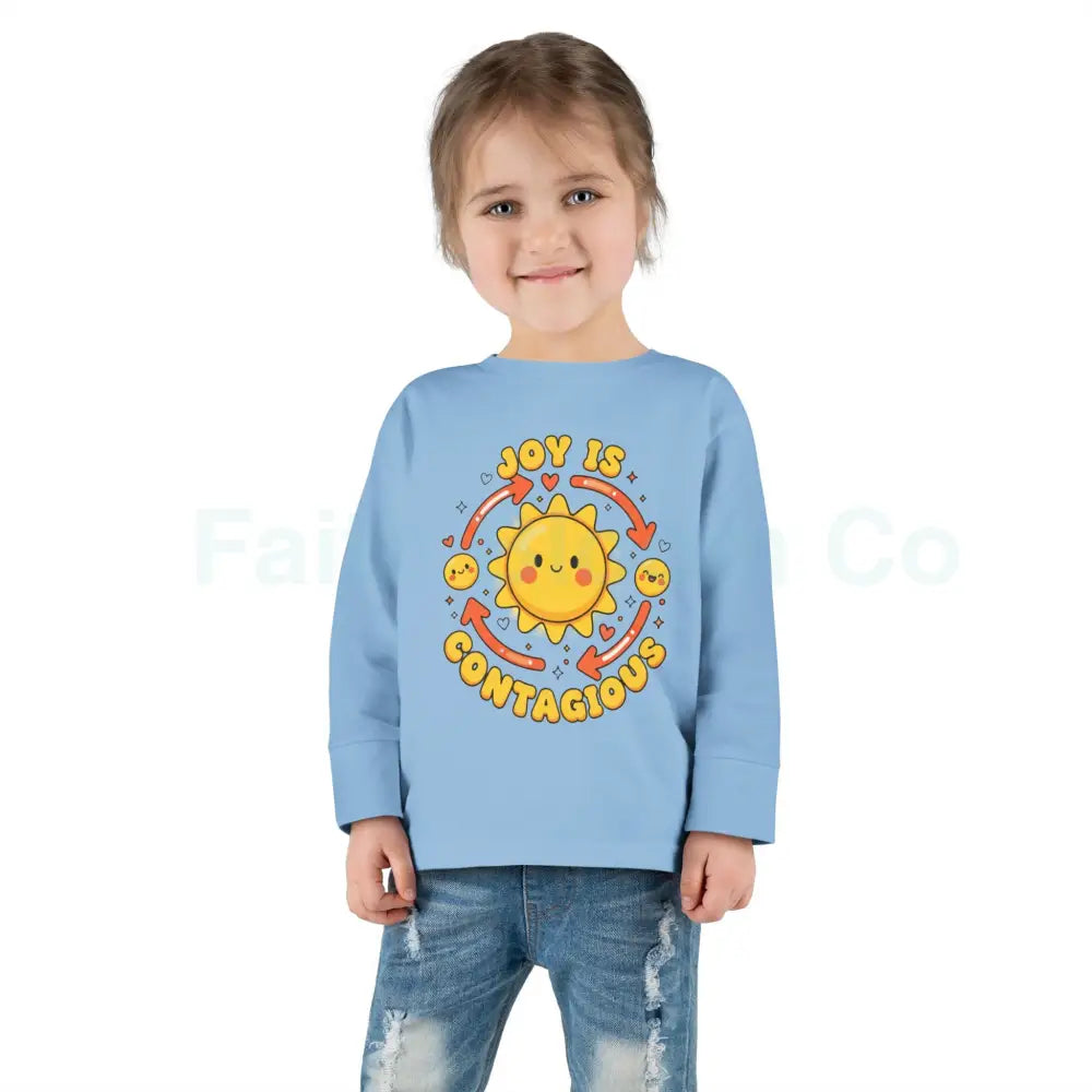 Joyful Toddler Long Sleeve Tee - Perfect for Playdates Birthdays & Family Gatherings Joy Is Contagious Happy Kids Shirt