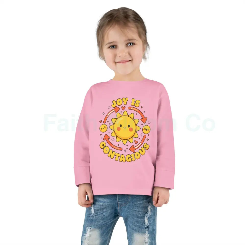 Joyful Toddler Long Sleeve Tee - Perfect for Playdates Birthdays & Family Gatherings Joy Is Contagious Happy Kids Shirt