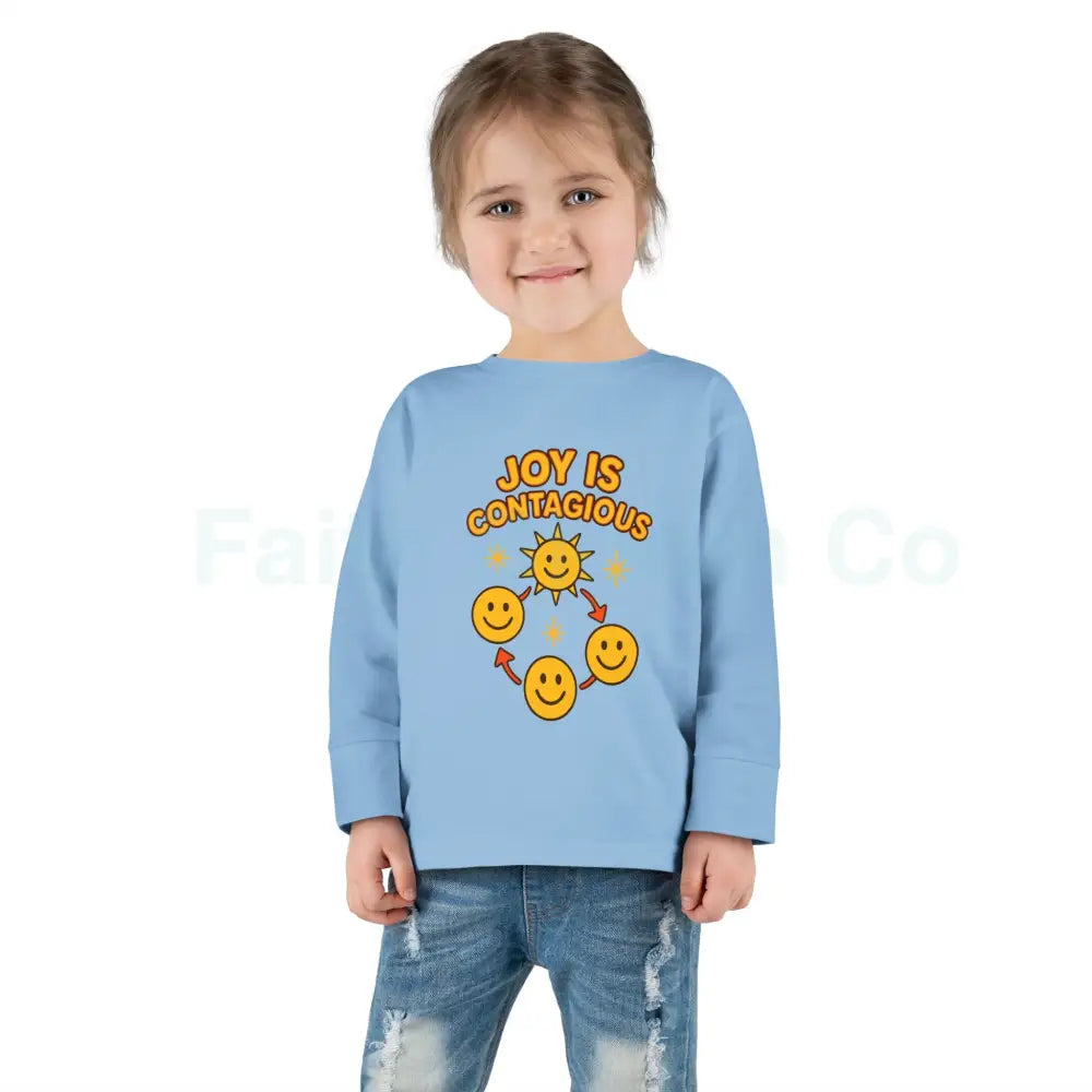 Joyful Toddler Long Sleeve Tee - Perfect for Playdates Birthdays & Family Gatherings Joy Is Contagious Happy Kids Shirt